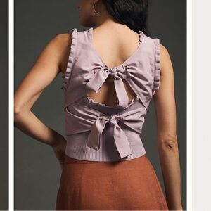 NWT Anthropologie Bow-Back Sweater Tank in Lavender
